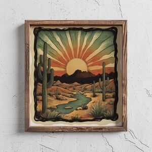 Vintage Western Fine Art Print & Wild West Art Print- Desert Artwork